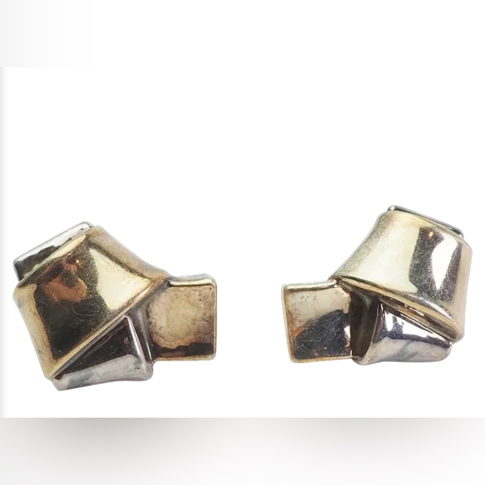 Vintage Gold and Silver Geometric Earrings